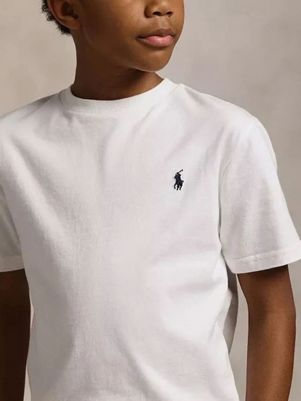 Ralph Lauren White Tee with Navy Polo Pony Embroidery Size M 10-12